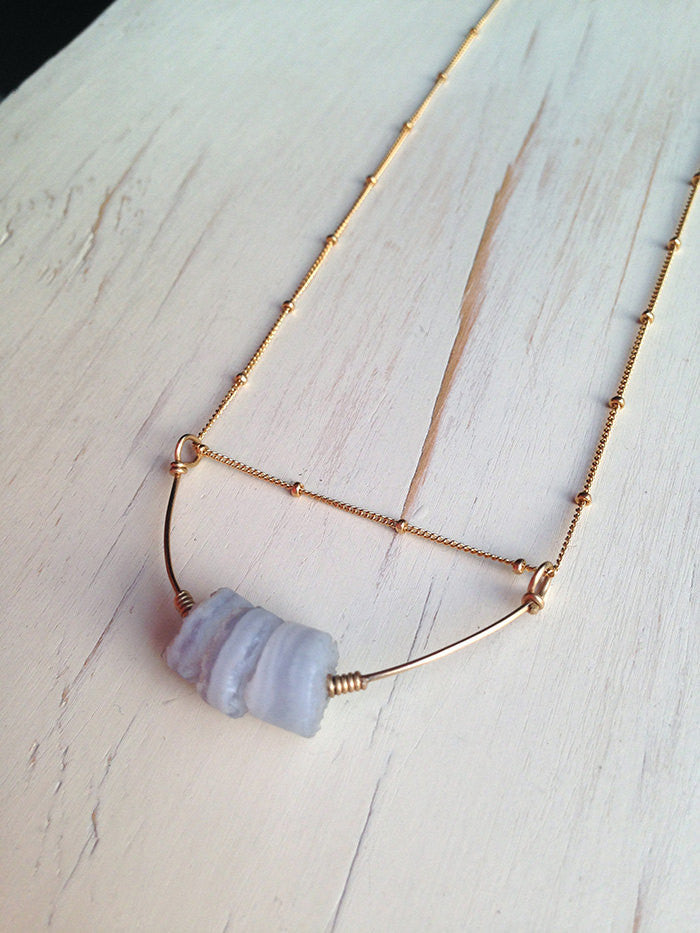 Rainbow blue agate pearl necklace Rina Blue Lace Agate Necklace - Shop  ARTISMI Necklaces - Pinkoi